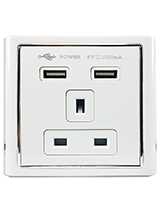 فيش 13 أمبير مع 2 شاحن 3*3 أبيض-صن يو3 أبيض