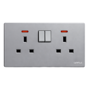فيش مزدوج 13 أمبير رمادي (14*7)