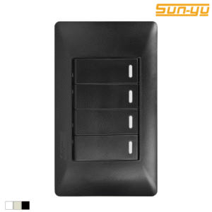 مفتاح رباعي ديكور بلمبة 2*4أسود-صن يو6 أسود